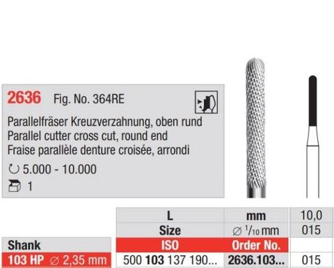 Parallel Cutter Cross Cut 015 Crse Round End