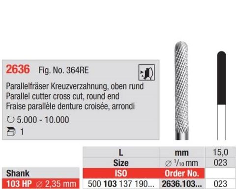 Parallel Cutter Cross Cut 023 Crse Round End