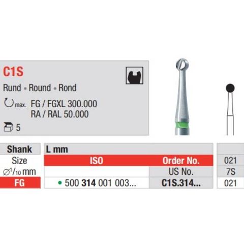 Tungsten Carbide Bur FG Round 6pcs