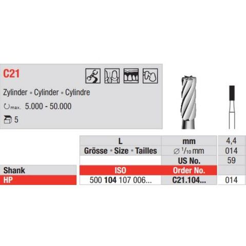 Tungsten Carbide Bur Fig 21.014HP 5pcs