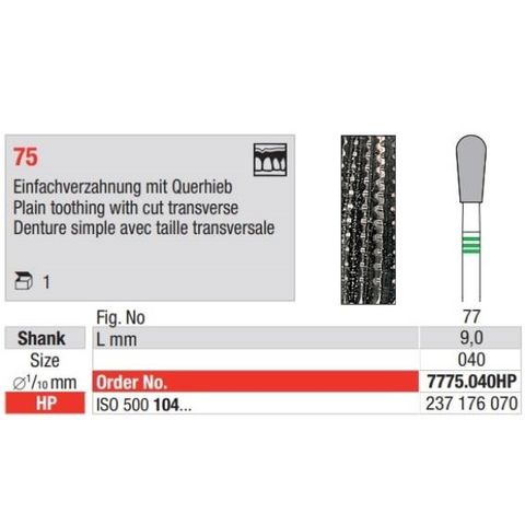 Carbide Cutter Plain Toothing with Traverse section 7775.040HP