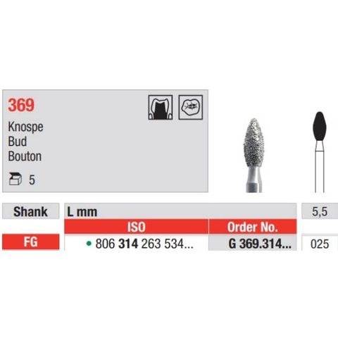 Diamond Bur 369F.025FG Packet