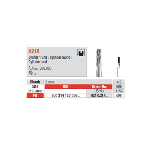 Tungsten Carbide Bur Fig H21.314.008 FG Inverted Cone 5 pieces