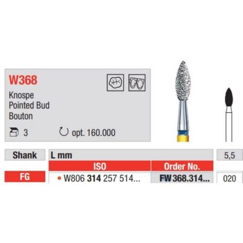 Diamond Bur FW 368.314.020FG White Tiger 3pcs