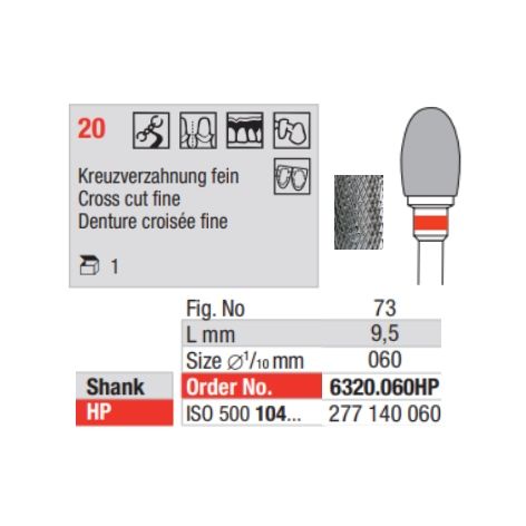 Carbide Bur 6320.060HP Cross Cut Coarse