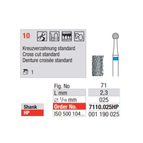 Carbide Bur 7110.025HP Cross Cut Coarse