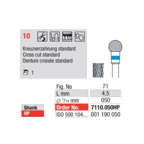 Carbide Bur 7110.050HP Cross Cut Coarse