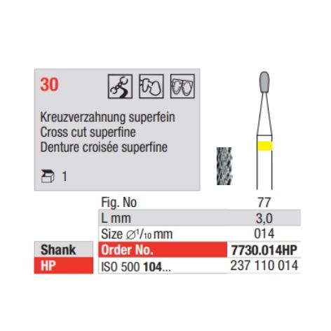 Carbide Bur 7730.014 Cross Cut Superf