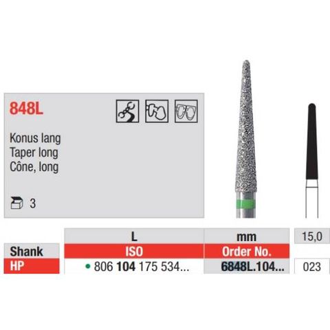 Diamond Bur 6848L.104.023 HP L (Pkt of 3)