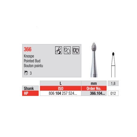 Diamond Bur 366.104.012 HP 3pcs