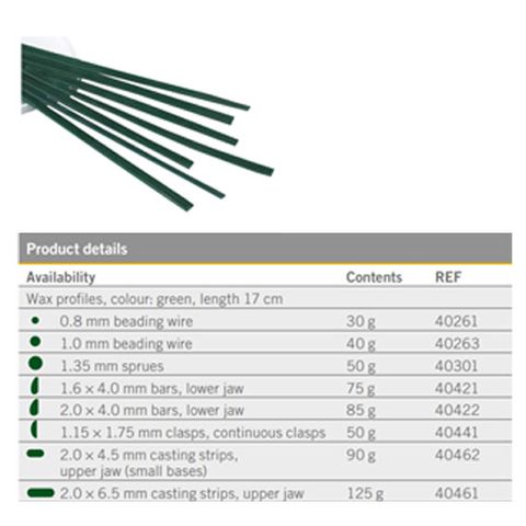 Wax Profiles 2.0x6.5mm Cast Strips U/J