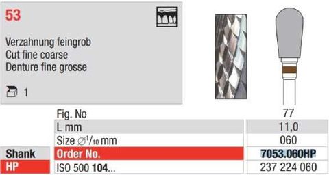 Carbide Bur 7053.060HP T/Cutter