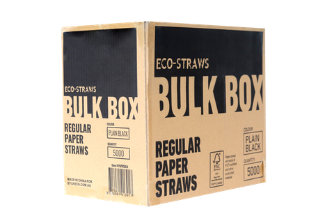 Bulk Box Regular Paper Straw- Black