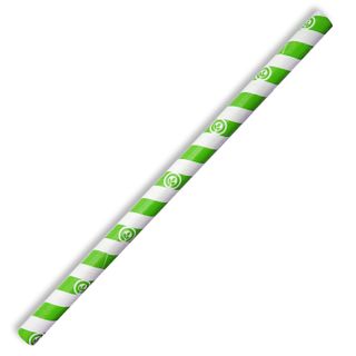 3 Ply Jumbo Paper Straw - Green/White