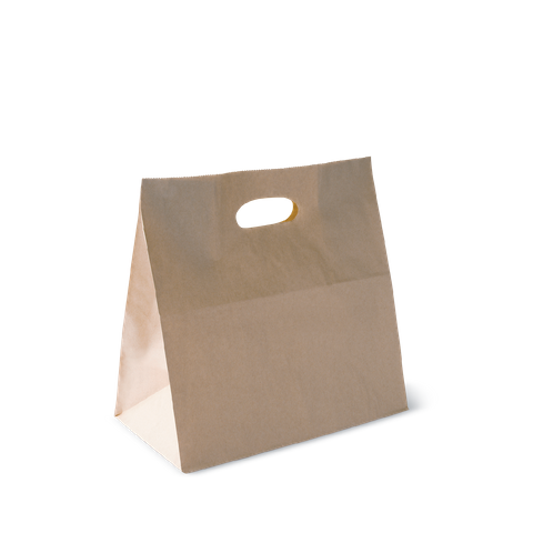 Die Cut Handle Carry Bag - Brown