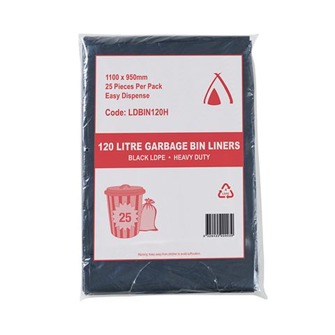 120lt LD Heavy Duty Black Bin Liner