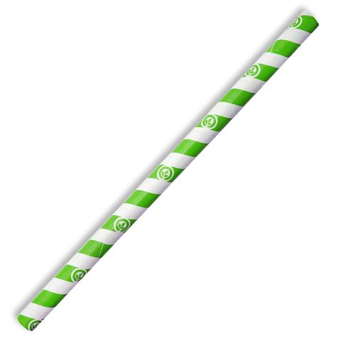 3 Ply Jumbo Paper Straw - Green/White