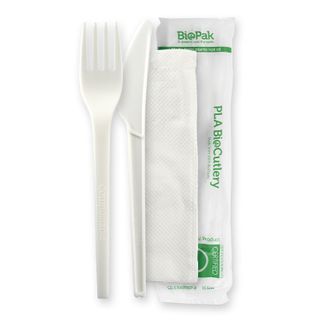 PLA Bio Cutlery Knife, Fork & Napkin