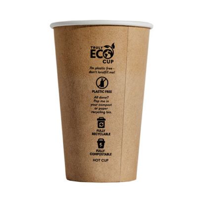 16oz Aqueous Single Wall Hot Cup - Kraft