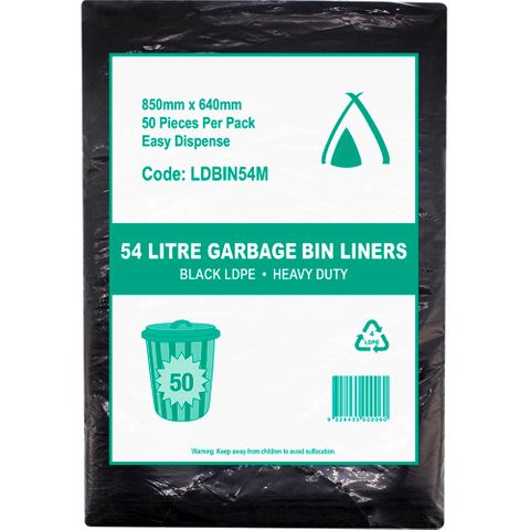 54lt LD Heavy Duty Black Bin Liner