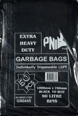 90lt LD XHD Duty Black Bin Liner