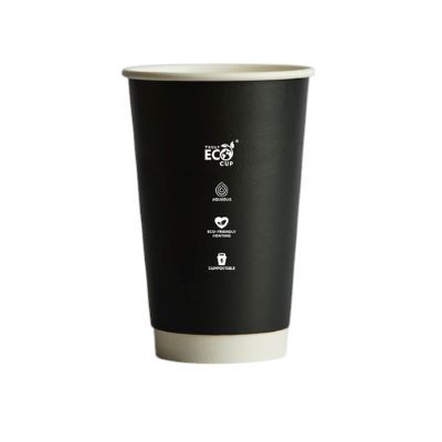 16oz (90mm) Double Hot Cup - Black