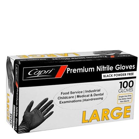 Large Black Nitrile Glove Powder Free