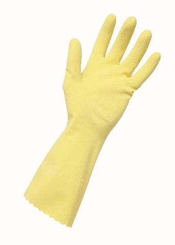 10-10.5 Yellow Flocklined Rubber Gloves
