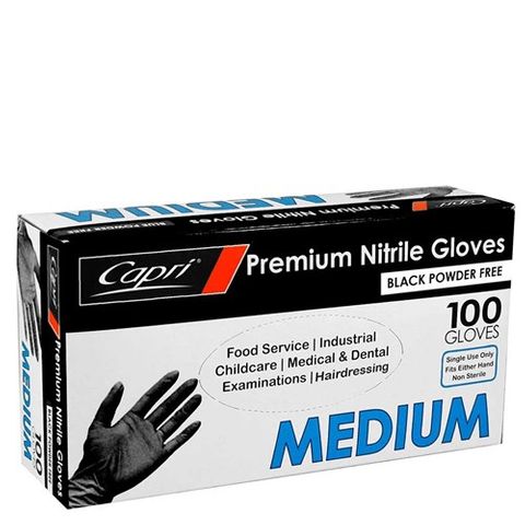 Medium Black Nitrile Glove Powder Free