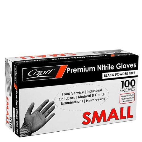Small Black Nitrile Glove Powder Free