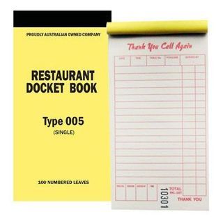 Single Page Docket Book