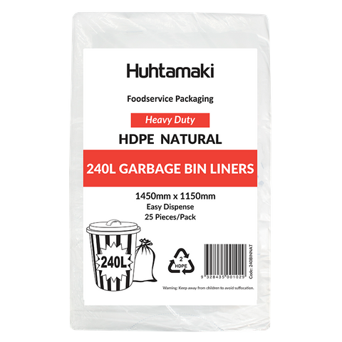 240lt LD Heavy Duty Natural Bin Liner