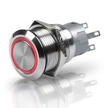 Switch push 0-I IP65 12V cut d19 LED rd+