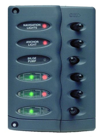 Panel splashproof 6 switches, no fuses +