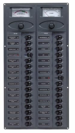 Distr panel DC32 vert 2x analog meters +
