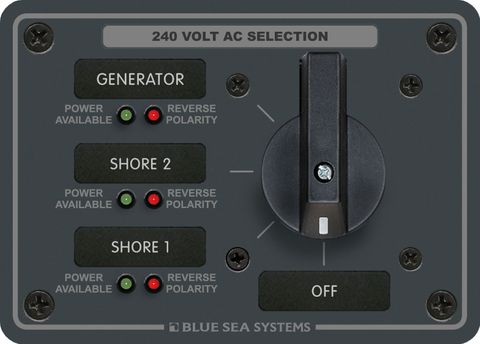 Panel AC source selector rotary BLU 3way