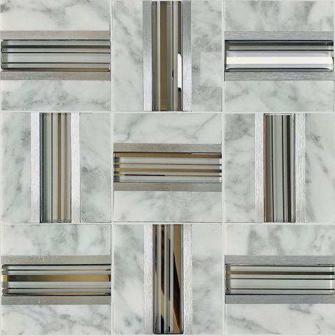 Carrara Weave, Clear Glass/Aluminium