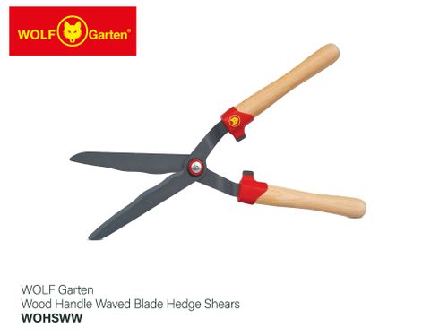 Wolf Wood Handle Waved Blade Hedge Shears