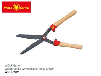 Wolf Wood Handle Waved Blade Hedge Shears