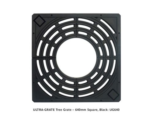 ULTRA-GRATE Tree Grate – 640mm Square, Black