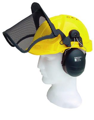 Airflow Fluoro Yellow Helmet Complete With Peltor Mesh & Muffs