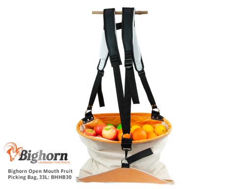 Bighorn Hoop Mouth Fruit Picking Bag, Padded Straps, 1 bushel/33L