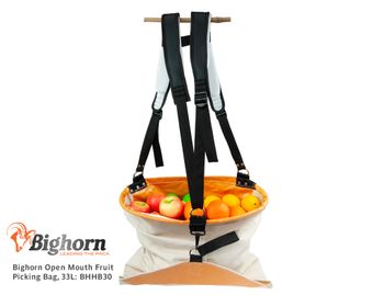 Bighorn Hoop Mouth Fruit Picking Bag, Padded Straps, 1 bushel/33L