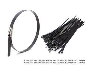 Cable Ties Black Coated Stainless Steel 150mm x 4.6mm - 100/Pack