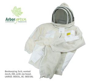 Beekeeping Suit, vented mesh, HD, with zip hood - LARGE