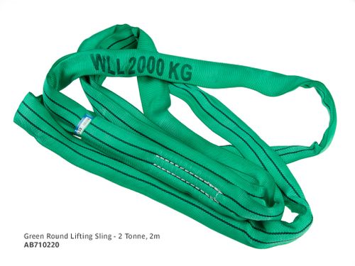 Green Round Lifting Sling - 2 Tonne, 2m