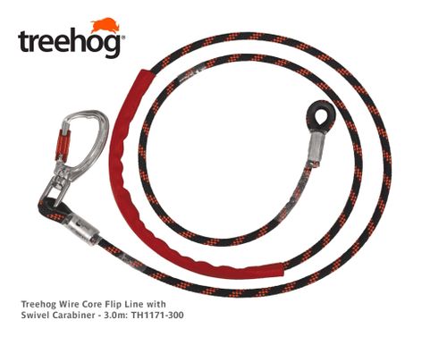 Treehog Wire Core Flip Line with Swivel Carabiner - 3.0m