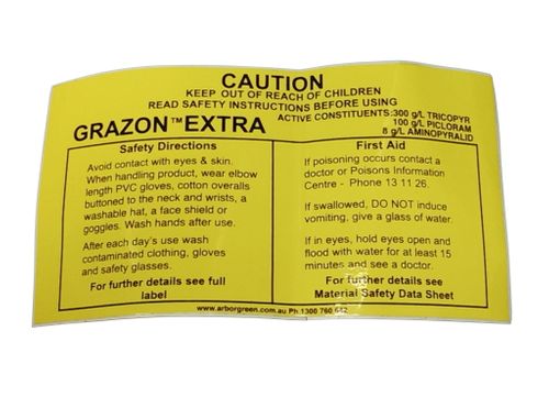 Chemical Warning Label - Grazon Extra - 75 x 140mm