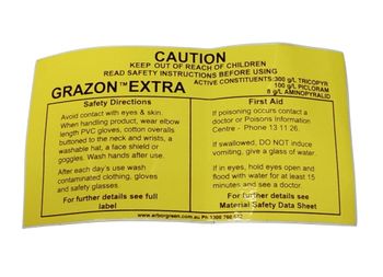 Chemical Warning Label - Grazon Extra - 75 x 140mm