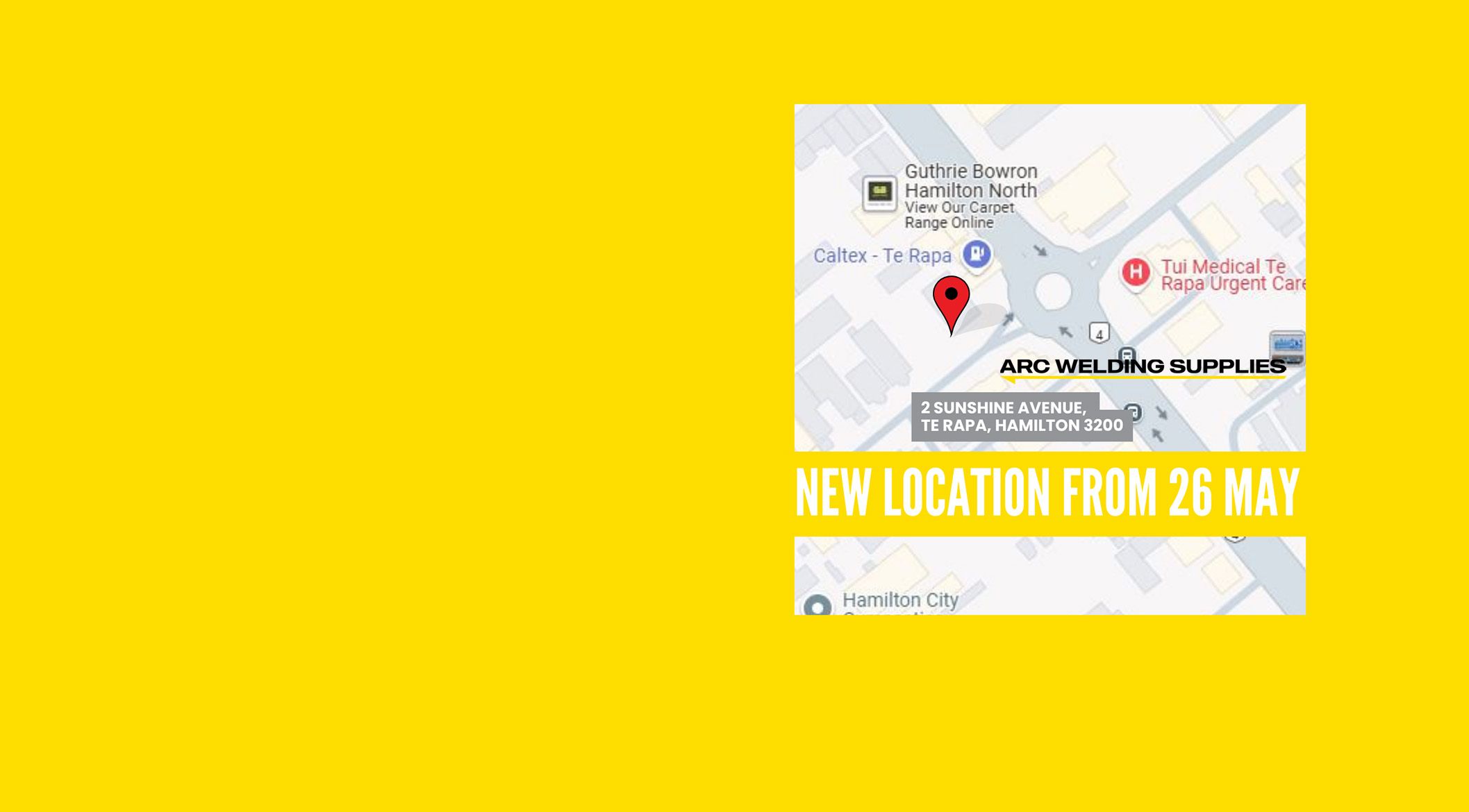 <h2>New address from 26 May</h2> <h3>2 Sunshine Ave, Hamilton</h3>    <button>Contact Us</button>